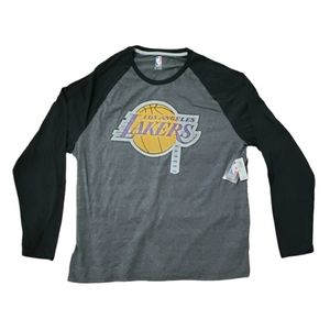 NBA Los Angeles Lakers T-Shirt Black Gray Men’s Size 2XL Long Sleeves